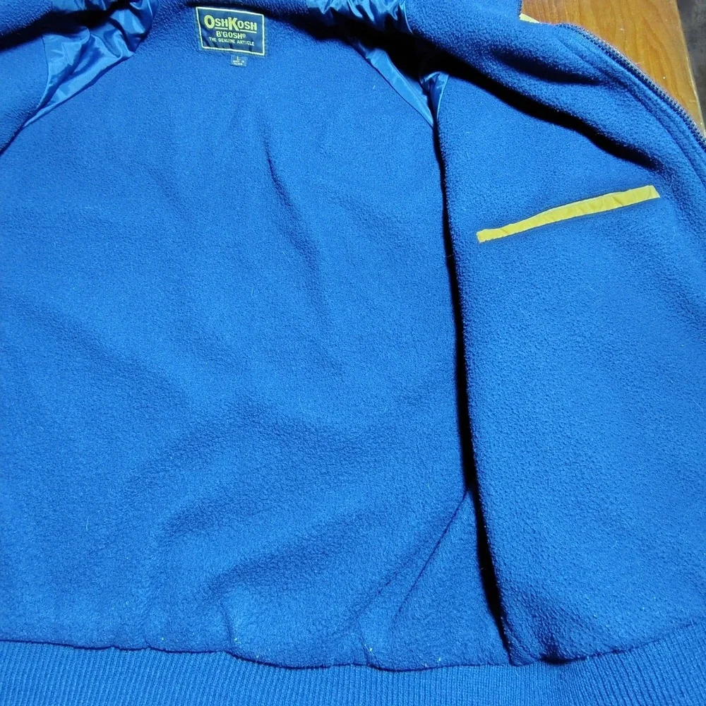 OshKosh B'Gosh Kids Yellow Blue Fleece‎ Lined Zip Up Jacket Coat L